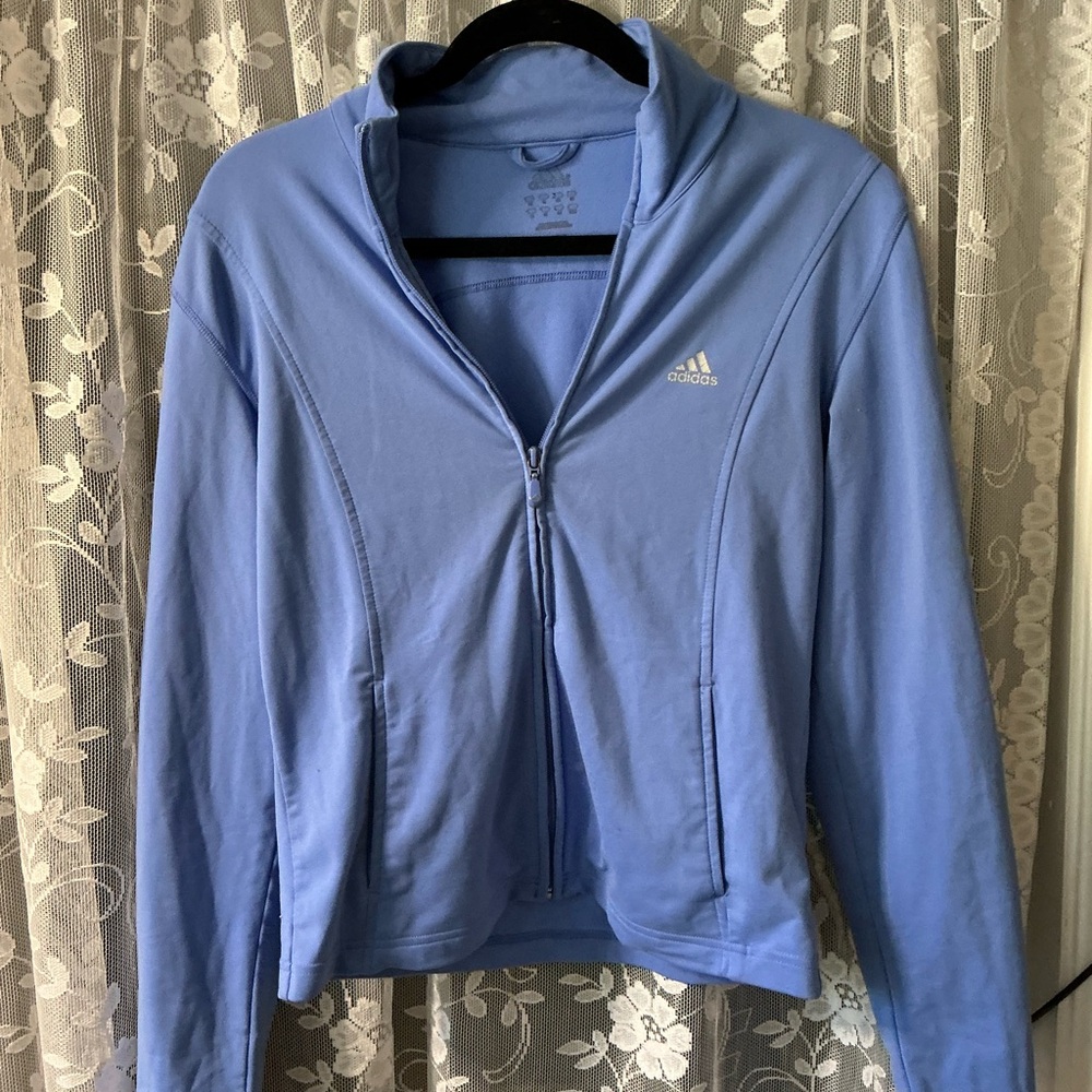 Adidas Light Blue Hoodie with Logo size medium women’s